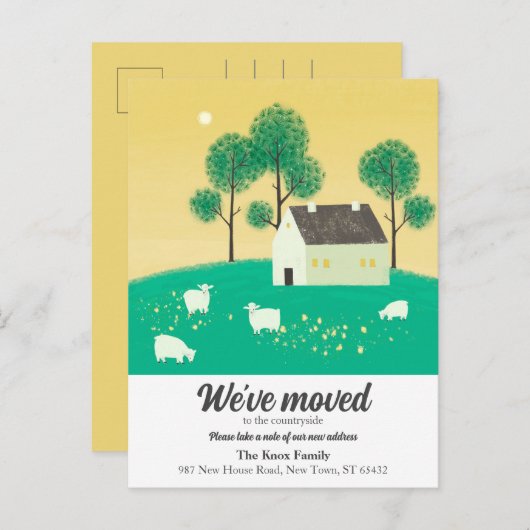 かわいい田舎の家 木 羊 私たちは引っ越しました 案内ポストカード (正面/裏面)