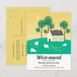 かわいい田舎の家 木 羊 転居しました 案内ポストカード