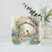 かわいい田舎の水色のアヒルがブランコに シーズンカード (スタンド正面)