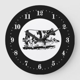 かわいい田舎の牛の恋人の大時計 ラージ壁時計