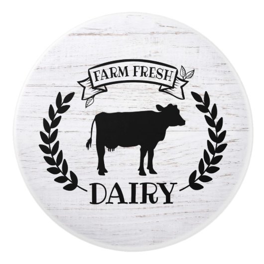 かわいい田舎の牛の農場の新鮮なキッチン セラミックノブ (正面)