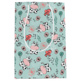 かわいい田舎の牛 ミディアムペーパーバッグ