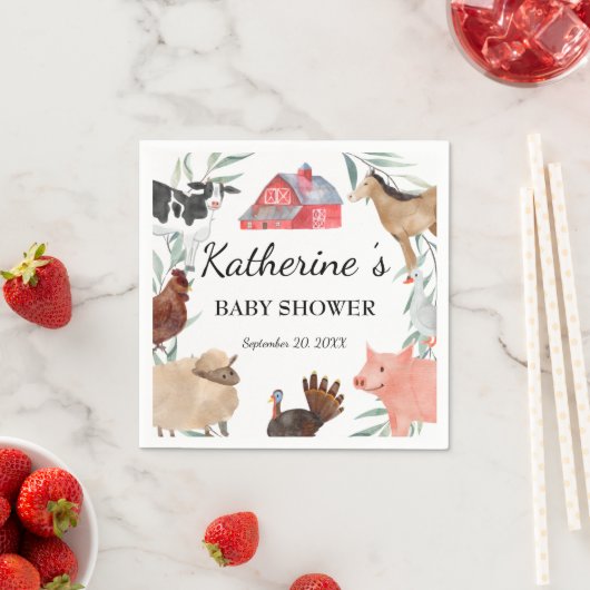 かわいい田舎の赤ちゃんシャワーが農場で スタンダードカクテルナプキン (インサイチュ)