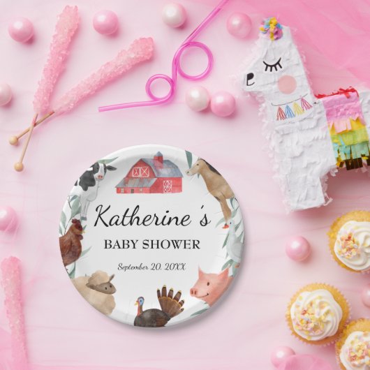かわいい田舎の赤ちゃんシャワーが農場で ペーパープレート (パーティー)