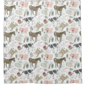 かわいい田舎の農家の動物の牛の羊の豚 シャワーカーテン (正面)