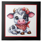 かわいい田舎牛のセラミックタイル タイル (正面)
