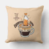 かわいい田舎風のかわいいコーヒー 猫好き ベージュ カスタム クッション (正面)