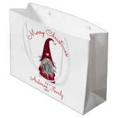 かわいい田舎風の家族の名前 メリークリスマス グノーム ラージペーパーバッグ (裏面アングル)