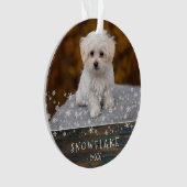 かわいい田舎風の犬の子犬の雪の結晶 2 写真の記念品 オーナメント (正面)