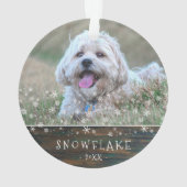 かわいい田舎風の犬の子犬の雪の結晶 2 写真の記念品 オーナメント (裏面)