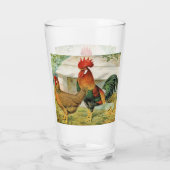 かわいい田舎鶏のニワトリのガラス タンブラーグラス (裏面)