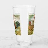 かわいい田舎鶏のニワトリのガラス タンブラーグラス (左)