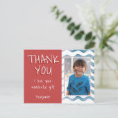 かわいい男の子ありがとう誕生日写真 ポストカード (スタンド正面)