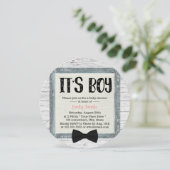 かわいい男の子が弓を結び木の素朴ベビーシャワー 招待状 (スタンド正面)