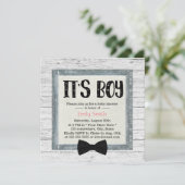 かわいい男の子が弓を結び木の素朴ベビーシャワー 招待状 (スタンド正面)