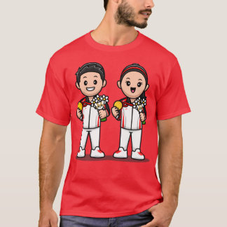 かわいい男の子と女の子がチャンピオンに輝くアニメ Tシャツ