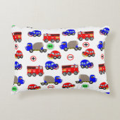かわいい男の子のおもちゃ車トラック消防車デザイン アクセントクッション (正面)
