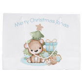 かわいい男の子のためのクリスマス抱き枕 ラージペーパーバッグ (裏面)