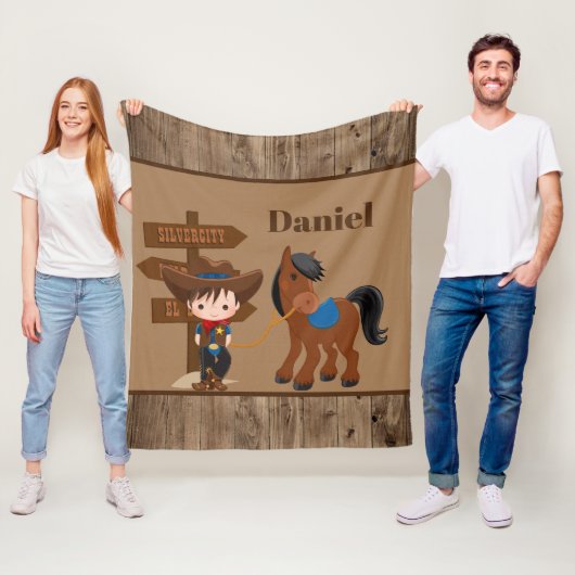 かわいい男の子のカウボーイは一流部屋の装飾を加えます フリースブランケット (インサイチュ)