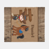 かわいい男の子のカウボーイは一流部屋の装飾を加えます フリースブランケット (正面(横))