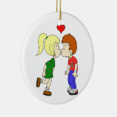 かわいい男の子のキス漫画 セラミックオーナメント (右)