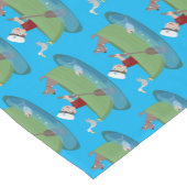 かわいい男の子のセーラーと犬のボートの漫画 ショートテーブルランナー (コーナー)