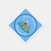 かわいい男の子のセーラーと犬のボートの漫画 スタンダードカクテルナプキン (角)