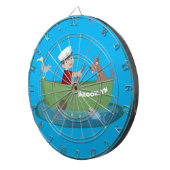 かわいい男の子のセーラーと犬のボートの漫画 ダーツボード (正面右)