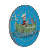 かわいい男の子のセーラーと犬のボートの漫画 ダーツボード (正面左)