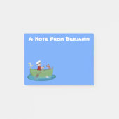 かわいい男の子のセーラーと犬のボートの漫画 ポストイット (正面)