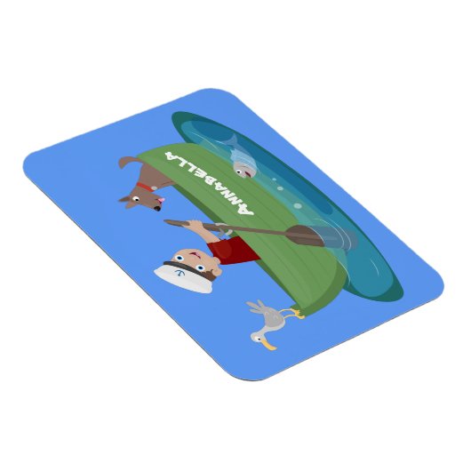 かわいい男の子のセーラーと犬のボートの漫画 マグネット (右側)