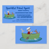 かわいい男の子のセーラーと犬のボートの漫画 名刺 (正面/裏面)