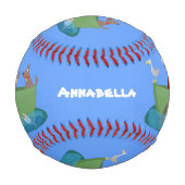 かわいい男の子のセーラーと犬のボートの漫画 野球ボール (正面)