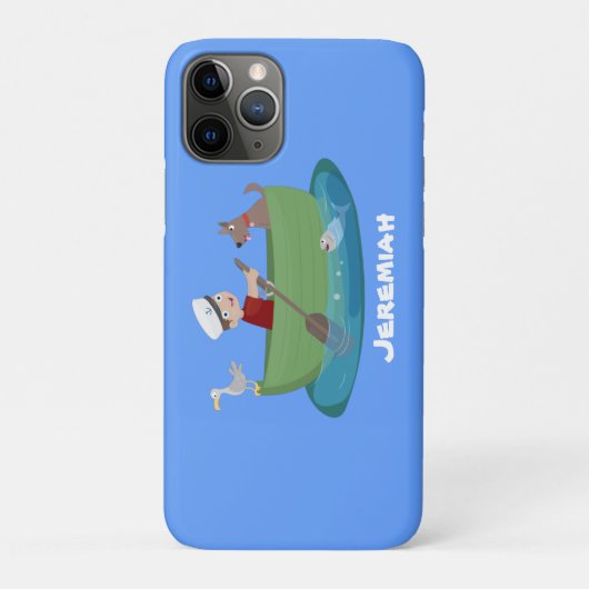 かわいい男の子のセーラーと犬のボートの漫画 Case-Mate iPhoneケース (裏)