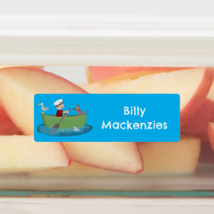 かわいい男の子のセーラーボートの漫画パーソナライズされた ラベル