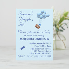 かわいい男の子のテディベアと風船のテーマ招待状 招待状