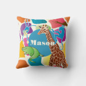 かわいい男の子のパーソナライズされたキリン・モンキー・アリゲーター クッション (裏面)