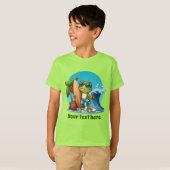かわいい男の子のビーチカエルのカスタマイズ Tシャツ (正面フル)