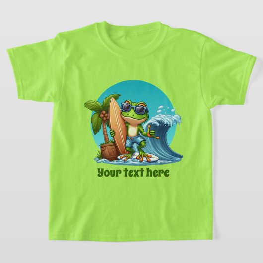 かわいい男の子のビーチカエルのカスタマイズ Tシャツ (レイダウン)