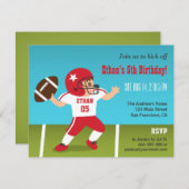 かわいい男の子のフットボールのバースデーパーティ招待状 招待状 (正面/裏面)