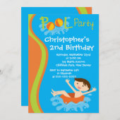 かわいい男の子のプールを囲んでのパーティのバースデーパーティ招待状 招待状 (正面/裏面)
