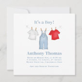 かわいい男の子のベビー物干し 案内状 (裏面)