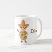 かわいい男の子のメキシコソンブレロの帽子のギターのフェスタ コーヒーマグカップ (正面右)