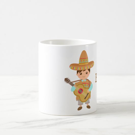 かわいい男の子のメキシコソンブレロの帽子のギターのフェスタ コーヒーマグカップ (中央)