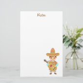 かわいい男の子のメキシコソンブレロの帽子のギターのフェスタ 便箋 (スタンド正面)