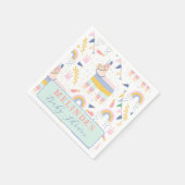 かわいい男の子のラマ虹の赤ちゃんシャワー スタンダードカクテルナプキン (角)