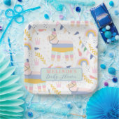 かわいい男の子のラマ虹の赤ちゃんシャワー ペーパープレート (パーティー)