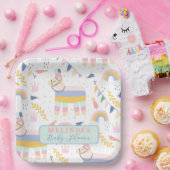 かわいい男の子のラマ虹の赤ちゃんシャワー ペーパープレート (パーティー)