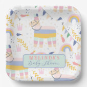 かわいい男の子のラマ虹の赤ちゃんシャワー ペーパープレート (正面)