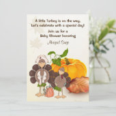 かわいい男の子の七面鳥の感謝祭のベイビーシャワーの招待状 招待状 (スタンド正面)